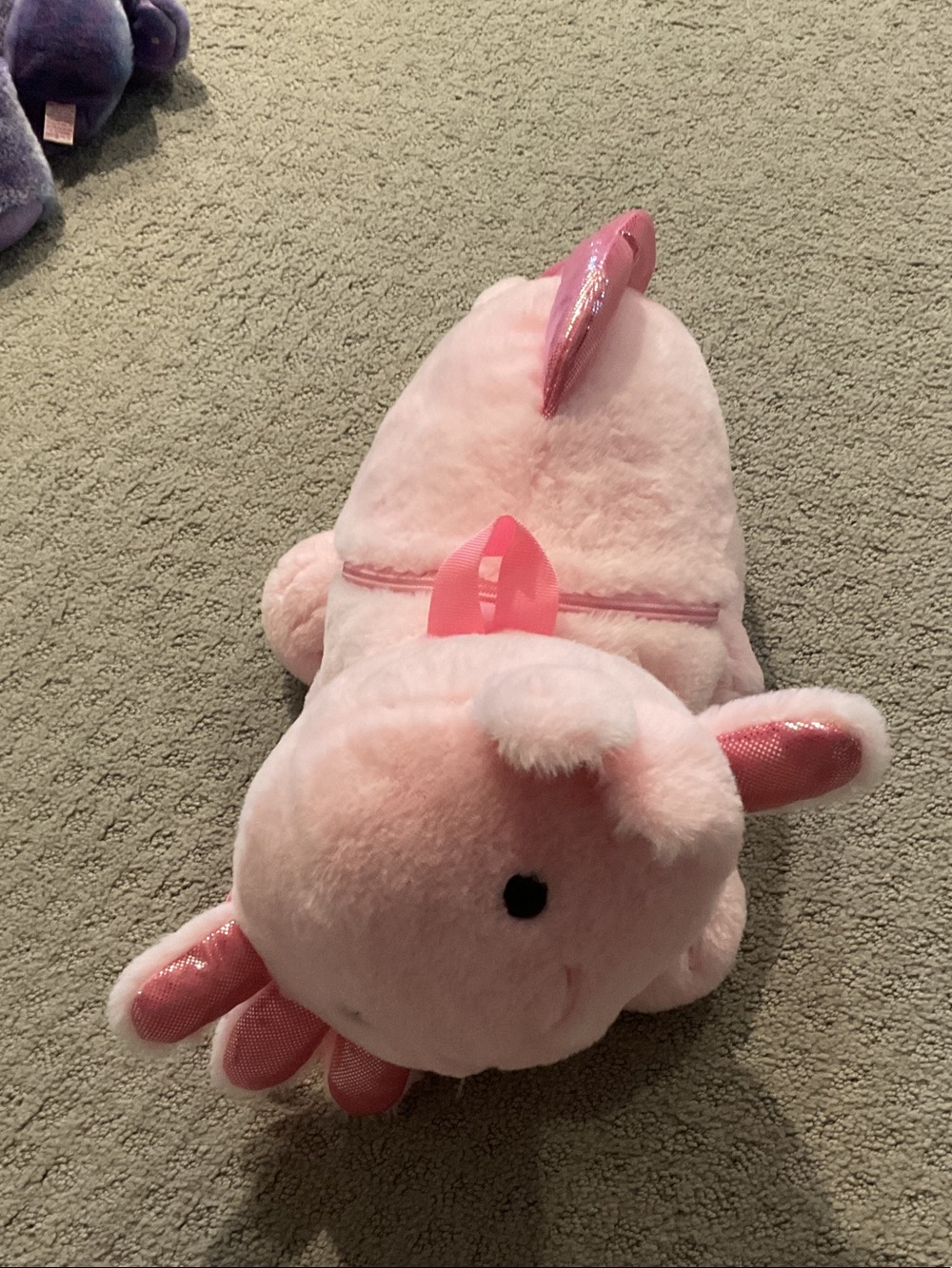 Plush Pink Axolotl Stuffed Animal with Shiny Accent Fins